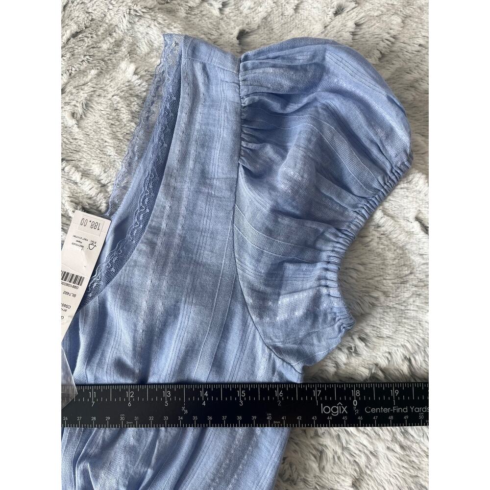 J.Crew 6 Blue Striped Puff Sleeve Midi Dress NWT $188 Cottagecore Lace Trim - Picture 10 of 10